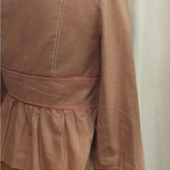 Brown Double-Breasted Blazer with Peplum Waist - Picture 3 of 7